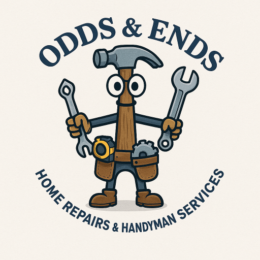 Blue tool-mascot logo for Odds & Ends Home Repairs & Handyman Services, representing expert home repairs, handyman work, and professional maintenance services in Gwinnett County and Atlanta.